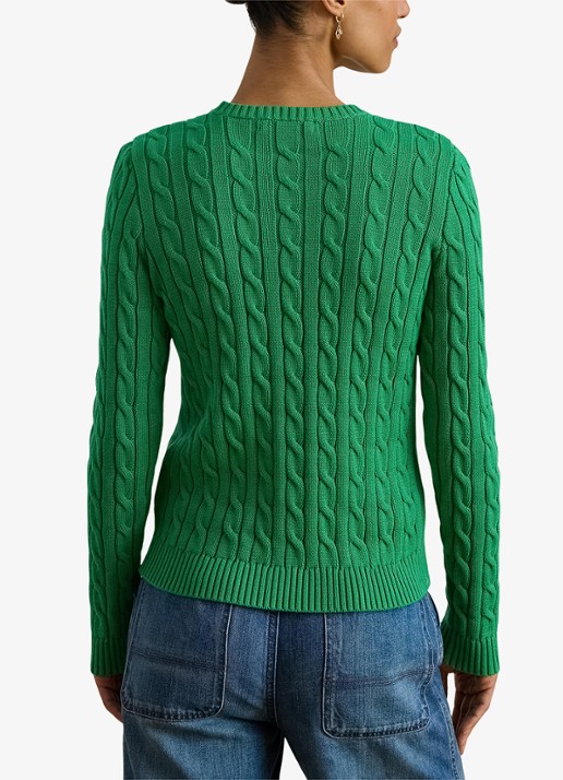 Ralph Lauren Kabelgebreide trui met logoborduring - achterkant groen