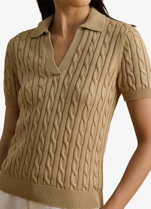 Ralph Lauren Kabelgebreide trui met logoborduring - detail 5 birch tan / beige