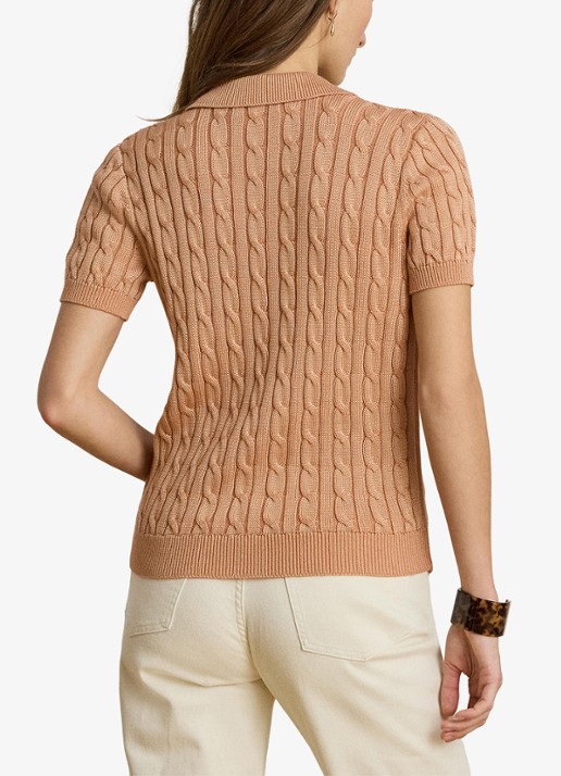 Ralph Lauren Kabelgebreide trui met logoborduring - achterkant 3 pink sienna / roze
