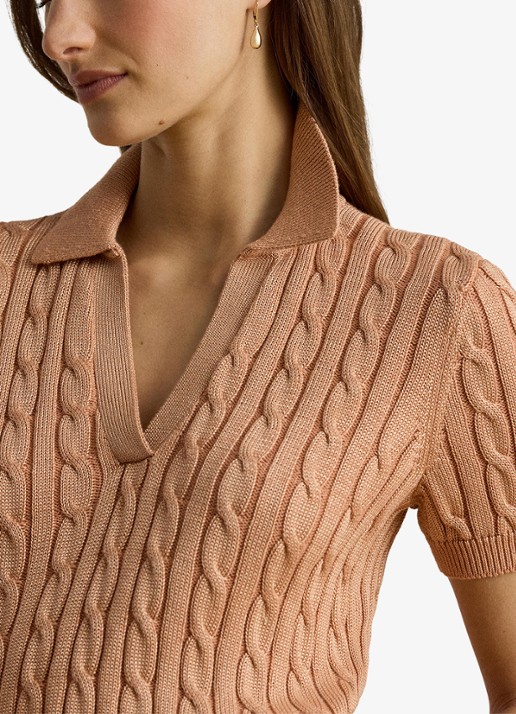 Ralph Lauren Kabelgebreide trui met logoborduring - detail 2 pink sienna / roze