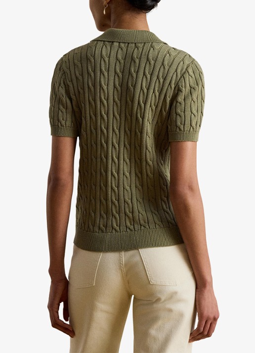 Ralph Lauren Kabelgebreide trui met logoborduring - achterkant light agave / groen