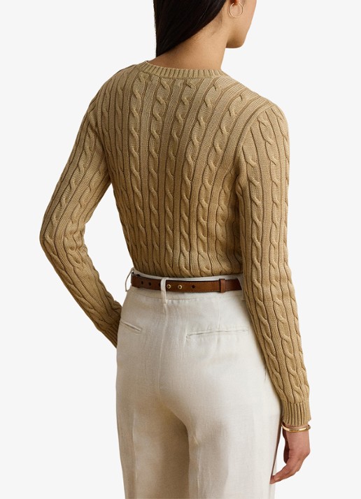 Ralph Lauren Kabelgebreide trui met logoborduring - achterkant birch tan / beige