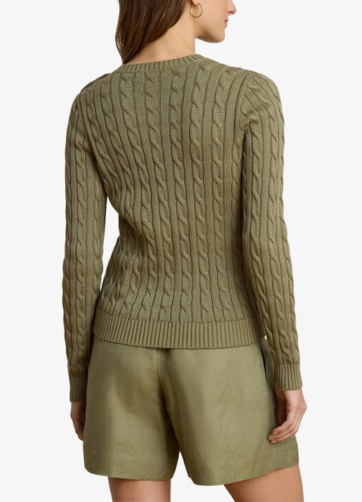Ralph Lauren Kabelgebreide trui met logoborduring - achterkant light agave / groen