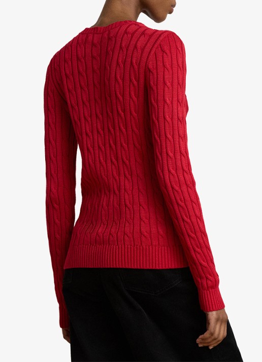 Ralph Lauren Kabelgebreide trui met logoborduring - achterkant 3 ralph red / rood