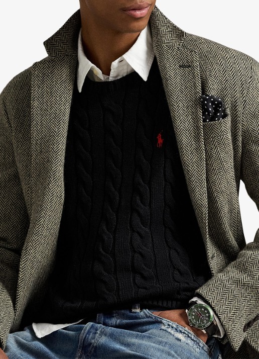 Ralph Lauren Kabelgebreide trui met logoborduring - detail 4 polo black / zwart