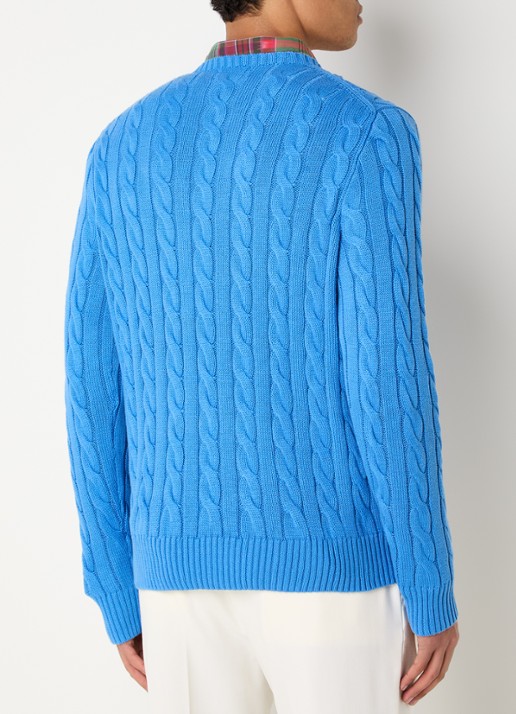 Ralph Lauren Kabelgebreide trui met logoborduring - achterkant 4 blue orbit-1n60
