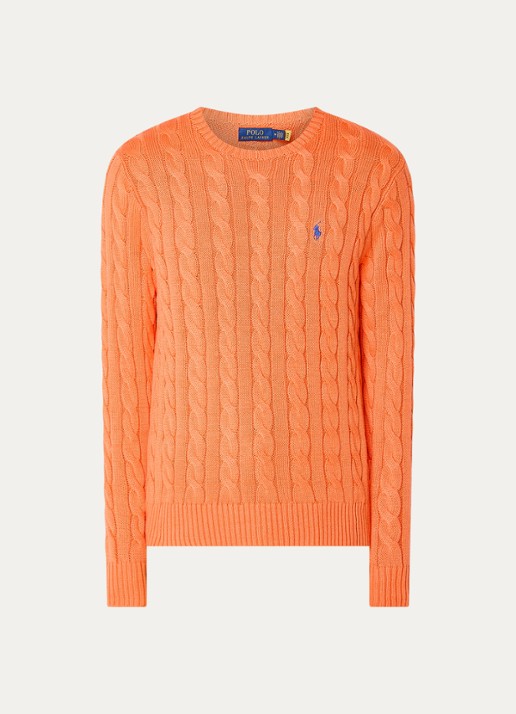 Ralph Lauren Kabelgebreide trui met logoborduring - voorkant 2 spring melon-33ic