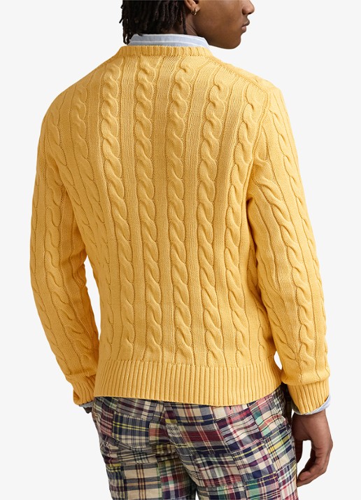 Ralph Lauren Kabelgebreide trui met logoborduring - achterkant 3 fall yellow-2wsd