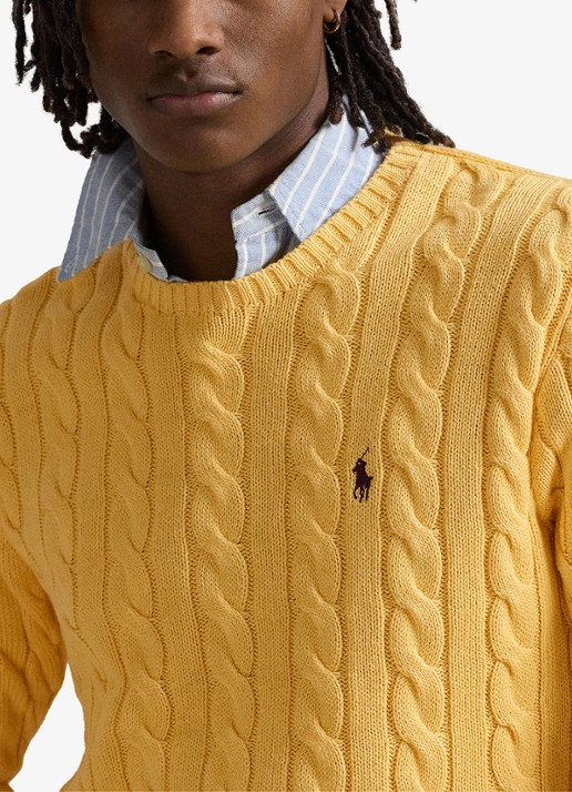 Ralph Lauren Kabelgebreide trui met logoborduring - detail 2 fall yellow-2wsd