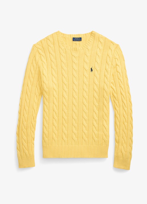 Ralph Lauren Kabelgebreide trui met logoborduring - voorkant 4 fall yellow-2wsd