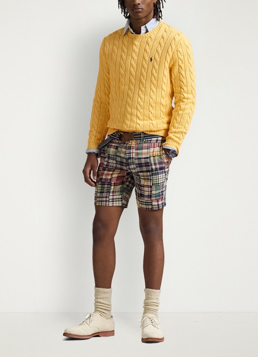 Ralph Lauren Kabelgebreide trui met logoborduring - voorkant 5 fall yellow-2wsd