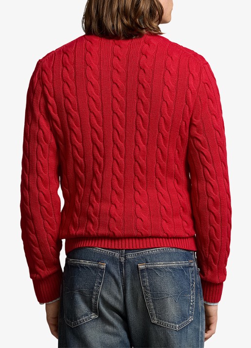 Ralph Lauren Kabelgebreide trui met logoborduring - achterkant park avenue red-2zpd