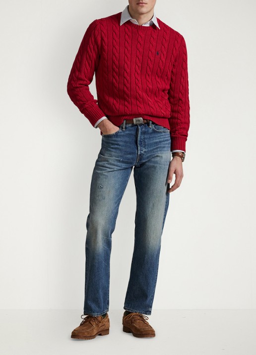 Ralph Lauren Kabelgebreide trui met logoborduring - detail 8 park avenue red-2zpd