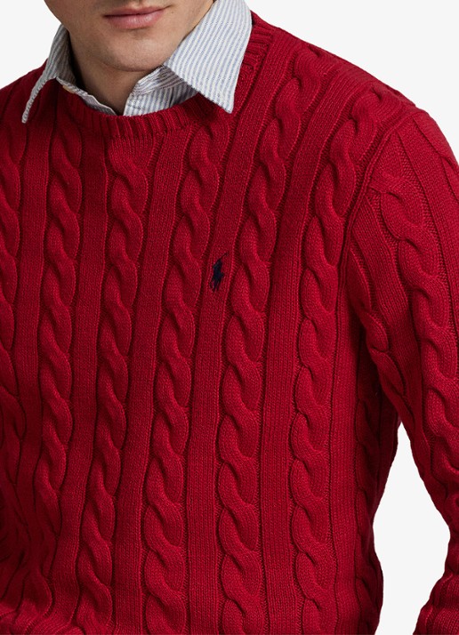 Ralph Lauren Kabelgebreide trui met logoborduring - detail 9 park avenue red-2zpd