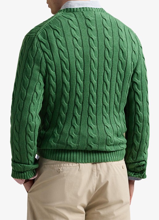 Ralph Lauren Kabelgebreide trui met logoborduring - achterkant 5 kale green-45qo