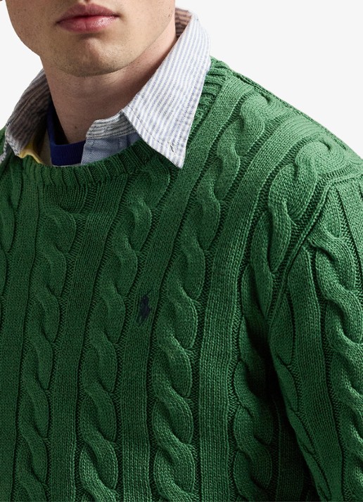 Ralph Lauren Kabelgebreide trui met logoborduring - detail 2 kale green-45qo