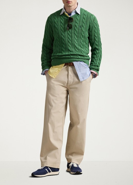 Ralph Lauren Kabelgebreide trui met logoborduring - voorkant 4 kale green-45qo