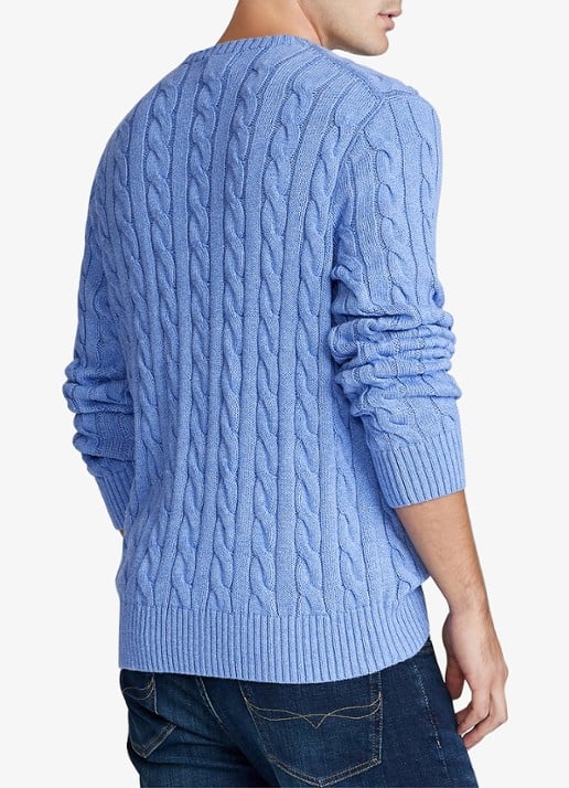Ralph Lauren Kabelgebreide trui met logoborduring - achterkant 3 soft royal heather-2z1a