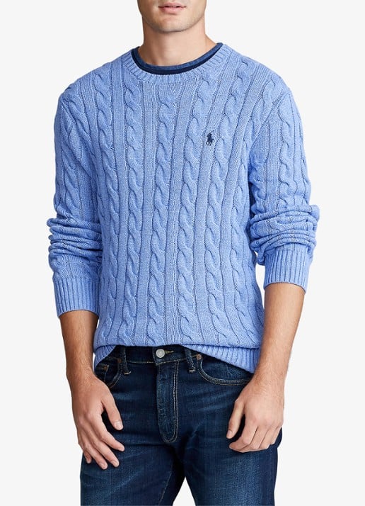 Ralph Lauren Kabelgebreide trui met logoborduring - detail soft royal heather-2z1a