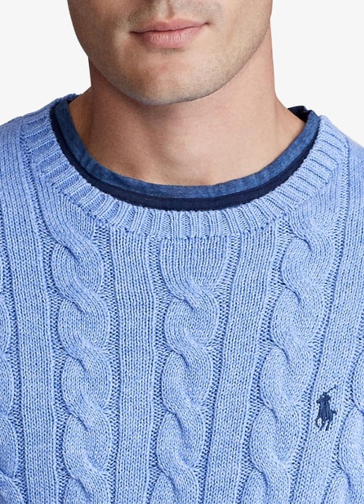Ralph Lauren Kabelgebreide trui met logoborduring - detail 2 soft royal heather-2z1a