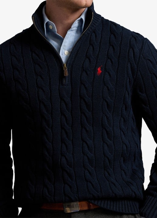 Ralph Lauren Kabelgebreide trui met logoborduring - detail 4 blauw