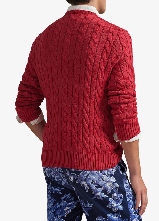 Ralph Lauren Kabelgebreide trui met logoborduring - achterkant 5 sunrise red-2yfv