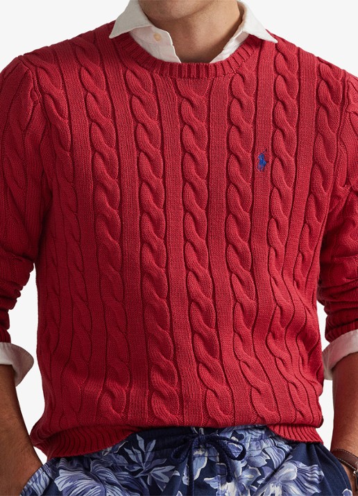 Ralph Lauren Kabelgebreide trui met logoborduring - detail 2 sunrise red-2yfv