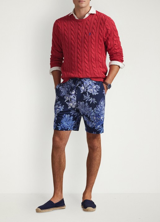 Ralph Lauren Kabelgebreide trui met logoborduring - voorkant 4 sunrise red-2yfv
