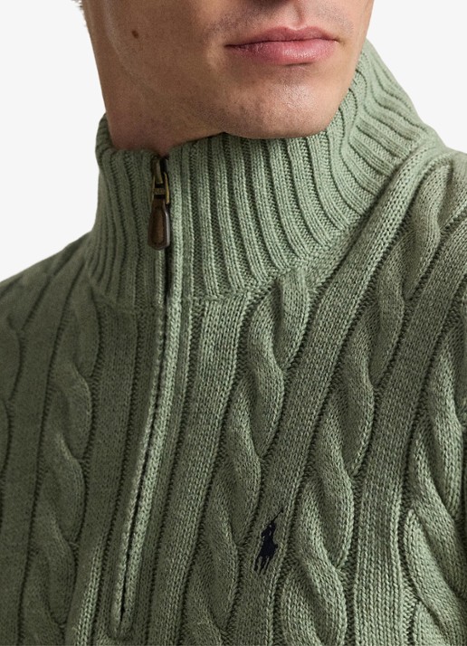 Ralph Lauren Kabelgebreide trui met logoborduring - detail 5 fern green heather / groen