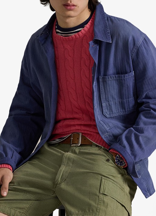 Ralph Lauren Kabelgebreide trui met logoborduring - detail 3 pale red-337z
