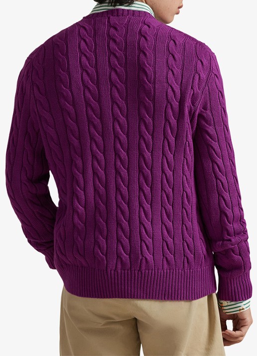 Ralph Lauren Kabelgebreide trui met logoborduring - achterkant 5 purple dawn-37ho