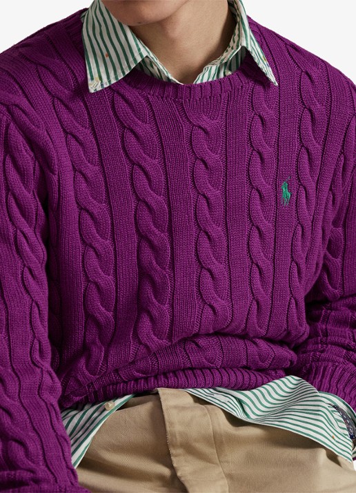 Ralph Lauren Kabelgebreide trui met logoborduring - detail 4 purple dawn-37ho