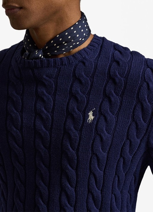 Ralph Lauren Kabelgebreide trui met logoborduring - detail 5 bright navy-2x86