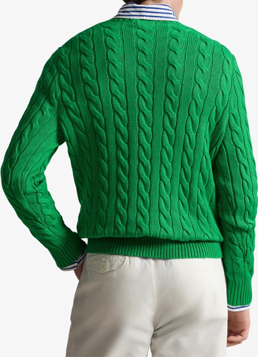 Ralph Lauren Kabelgebreide trui met logoborduring - achterkant billard-48n8