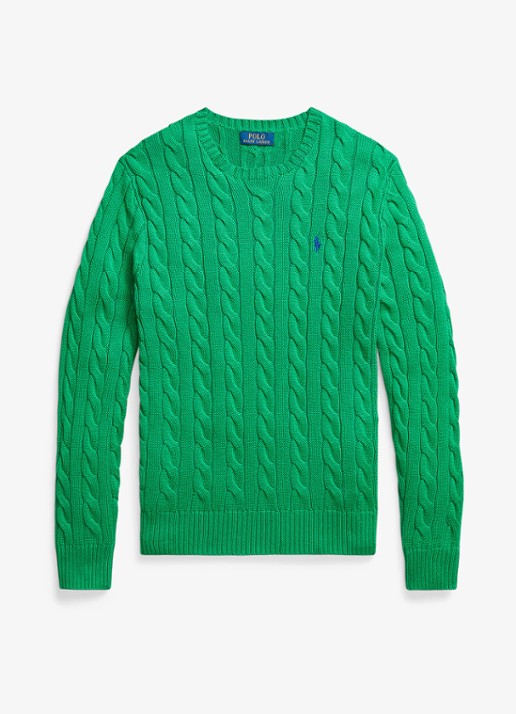 Ralph Lauren Kabelgebreide trui met logoborduring - voorkant 4 billard-48n8