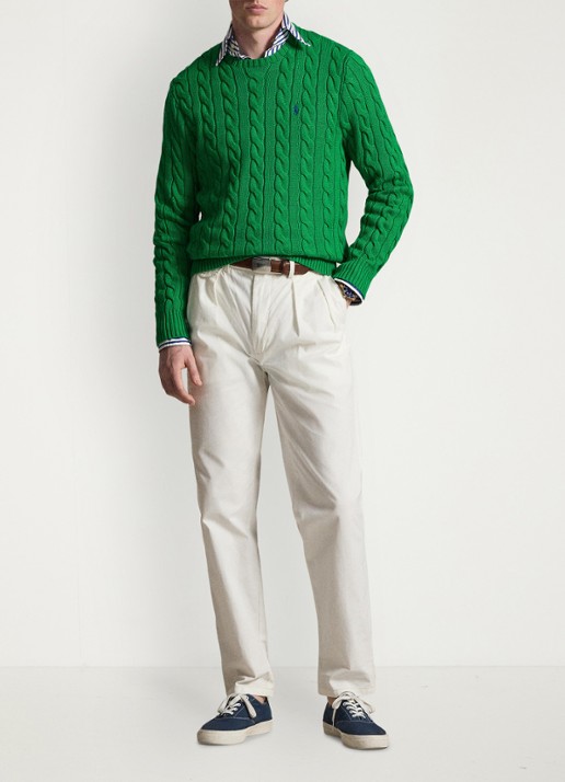 Ralph Lauren Kabelgebreide trui met logoborduring - voorkant 5 billard-48n8