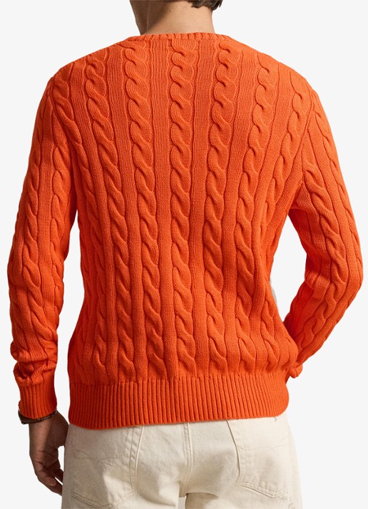Ralph Lauren Kabelgebreide trui met logoborduring - achterkant 5 sailing orange-36ph