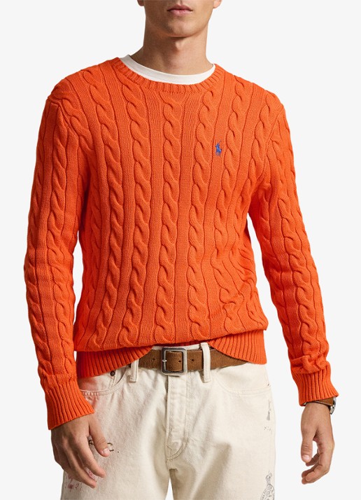Ralph Lauren Kabelgebreide trui met logoborduring - detail sailing orange-36ph