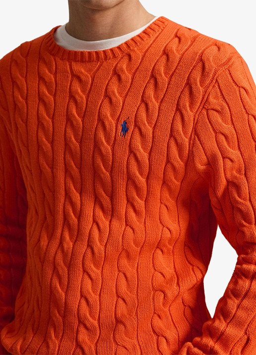 Ralph Lauren Kabelgebreide trui met logoborduring - detail 4 sailing orange-36ph