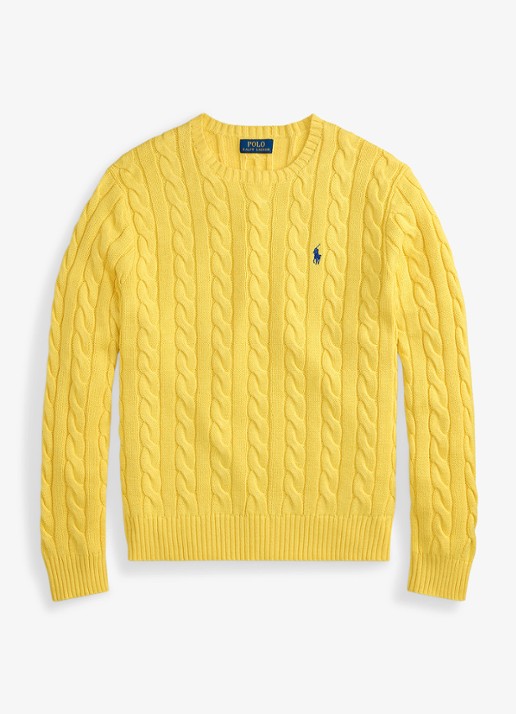 Ralph Lauren Kabelgebreide trui met logoborduring - voorkant 2 collegiate yellow-3jz4
