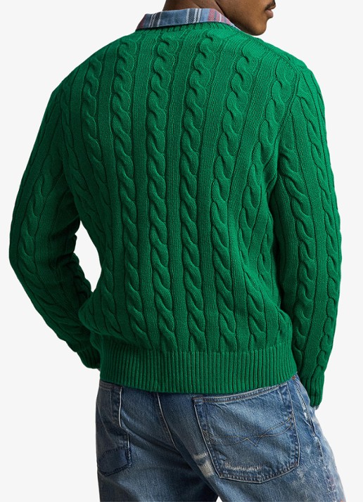Ralph Lauren Kabelgebreide trui met logoborduring - achterkant erin green-48lh