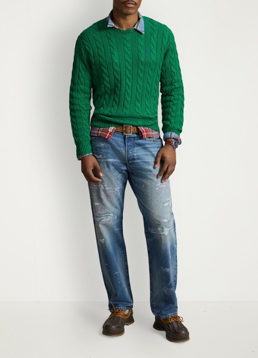 Ralph Lauren Kabelgebreide trui met logoborduring - detail 2 erin green-48lh