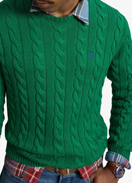Ralph Lauren Kabelgebreide trui met logoborduring - detail 3 erin green-48lh