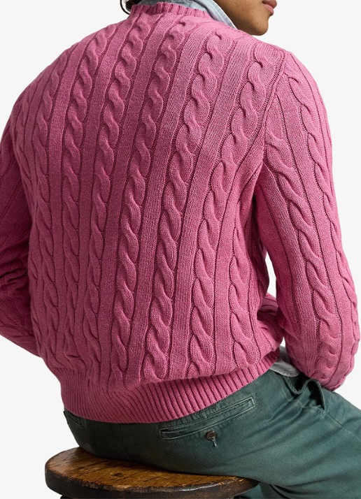 Ralph Lauren Kabelgebreide trui met logoborduring - achterkant thulian pink heather-zxs7
