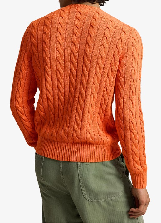 Ralph Lauren Kabelgebreide trui met logoborduring - achterkant orange jasper heather-zxs8