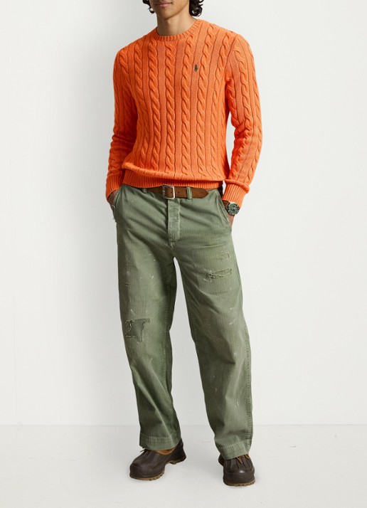 Ralph Lauren Kabelgebreide trui met logoborduring - detail 2 orange jasper heather-zxs8