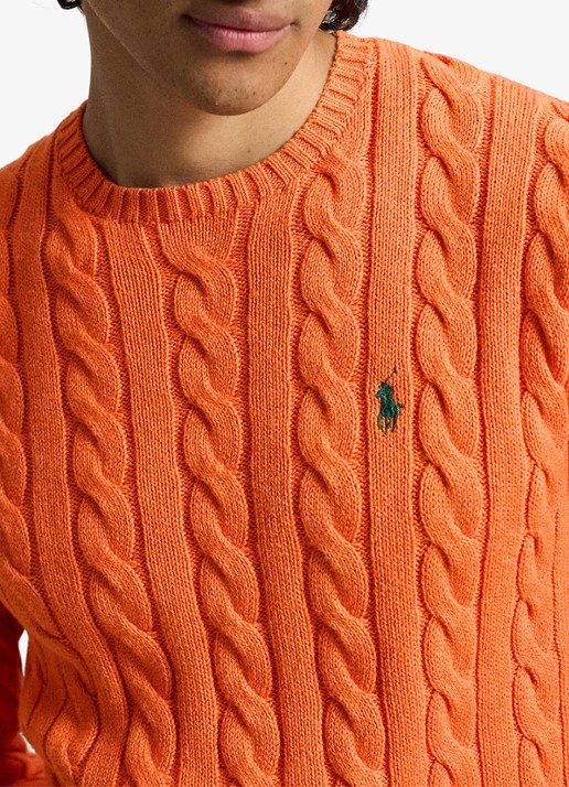 Ralph Lauren Kabelgebreide trui met logoborduring - detail 3 orange jasper heather-zxs8
