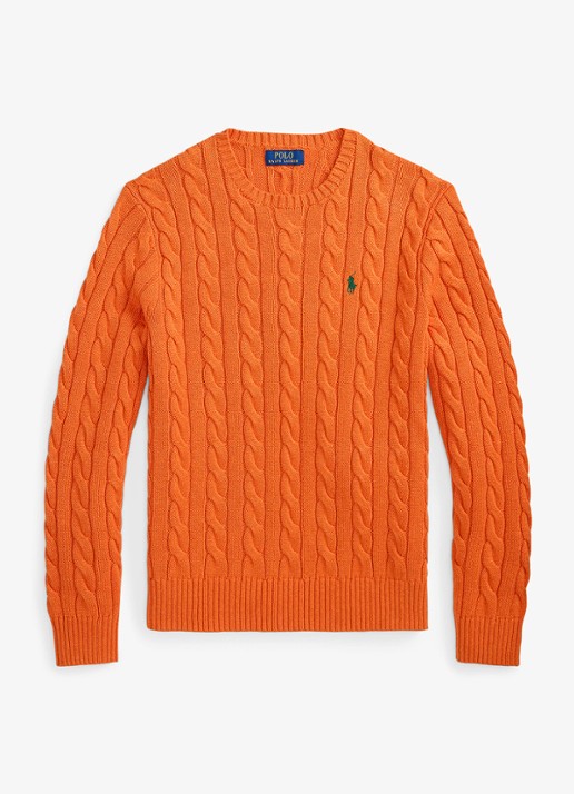 Ralph Lauren Kabelgebreide trui met logoborduring - voorkant 4 orange jasper heather-zxs8