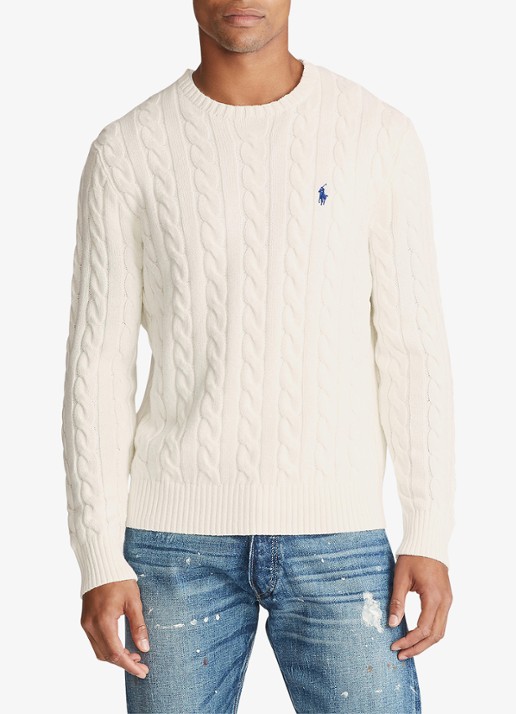 Ralph Lauren Kabelgebreide trui met logoborduring - detail 4 andover cream / creme
