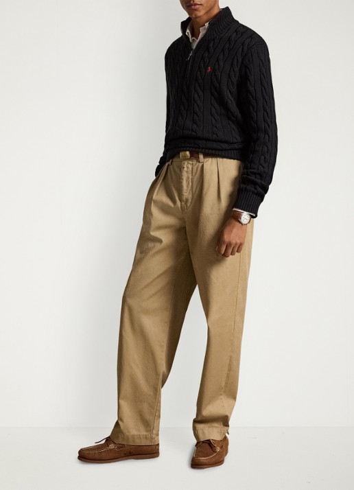 Ralph Lauren Katoenen kabeltrui met kwartrits